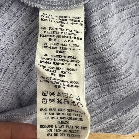 Free People Linen Blend Bohemian Cropped Lavender Women's Boxy Top Size Large - Picture 10 of 13